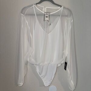 Express Sheer White Bodysuit